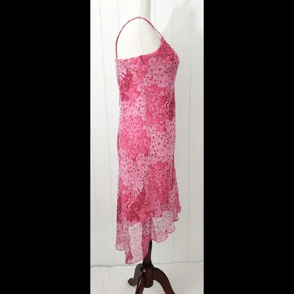 Y2K Dress Pink Floral Chiffon Size 12 believe... Lined Romantic Fairy Whimsical - Picture 2 of 14